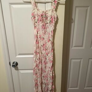Floral Maxi Dress with Pink and Cream Design